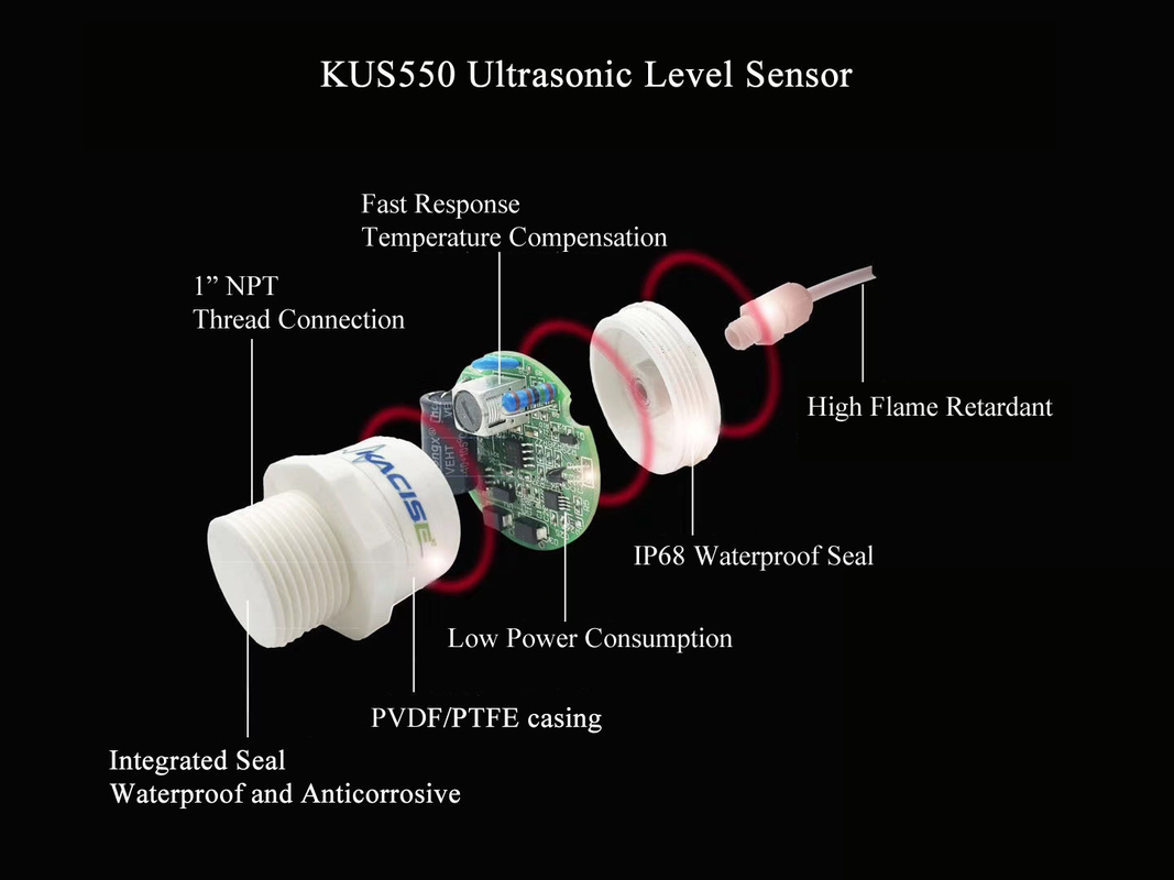 RS485-Ausgang 3 m intelligenter Ultraschallsensor Wasserstandssensor Klärbecken PTFE 20-kHz-Füllstandsregler