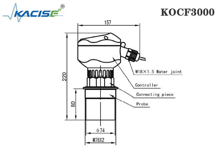 KOCF3000 Ultraschall-Open-Channel-Durchflussmesser mit Messgenauigkeit von 0,5% und MODBUS-Protokollkommunikation für berührungslose Messungen