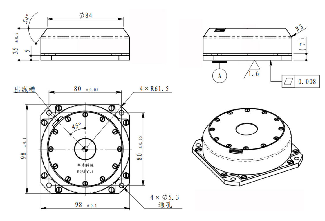 Präzisions-elektronische Gyroskop-Sensor mit ≤0,005o/H^1/2 Random Walk-Koeffizient, ≤10ppm Skalafaktor-Wiederholbarkeit und kompakten 98×98×35mm Abmessungen für die Navigation