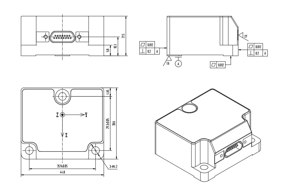 00,1% Kreuzkopplungs-elektronischer Gyroskopsensor zur Messung des Tonhöhenwinkels -45°C+85°C