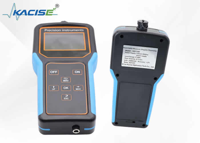 Tragbarer Doppler-Durchflussmesser mit Schutzart IP65/IP67, Datenspeicherfunktion und wiederaufladbarer 12-V-Lithiumbatterie