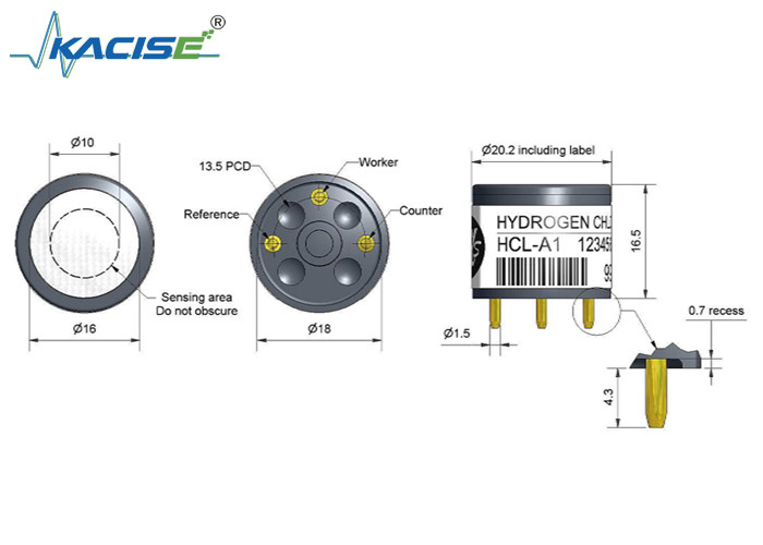 HCL-A1-Wasserstoffchloridsensor mit hoher Empfindlichkeit Linearität 0 bis 6 Nullstrom -3 bis 10 Ppm