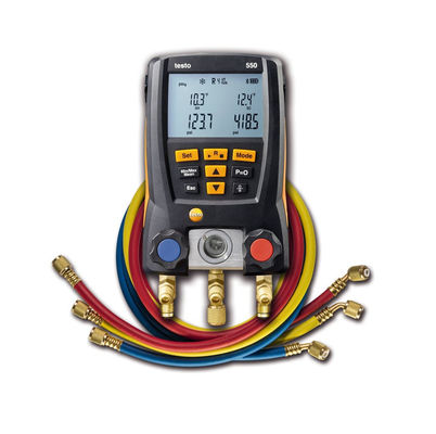 Testo 550 Digital Refrigerant Manifold Kit mit Bluetooth-Konnektivität 60 Kältemittelprofile und robustes Design