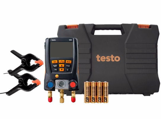 Testo 550 Digital Refrigerant Manifold Kit mit Bluetooth-Konnektivität 60 Kältemittelprofile und robustes Design